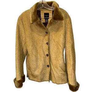 colebrook camel khaki brown faux shearling short coat M